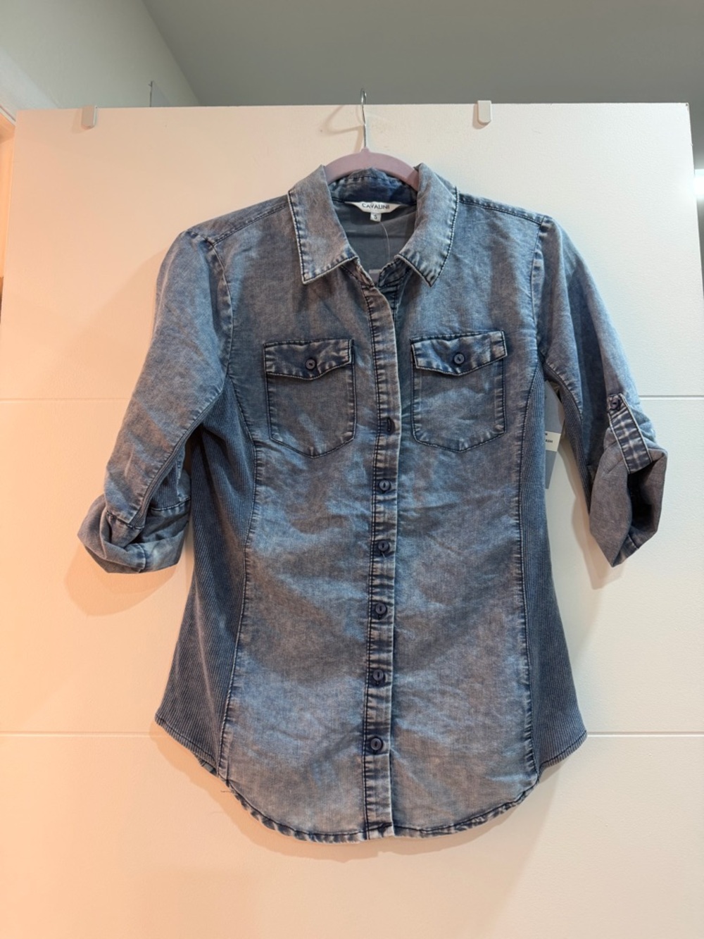 Light Wash Denim Button-Up Shirt
